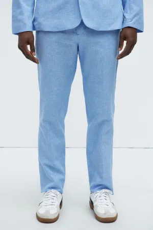 Bahamas Straight Linen Trousers - Ice Blue