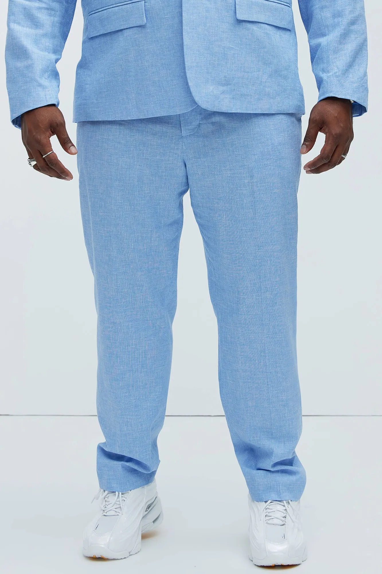Bahamas Straight Linen Trousers - Ice Blue