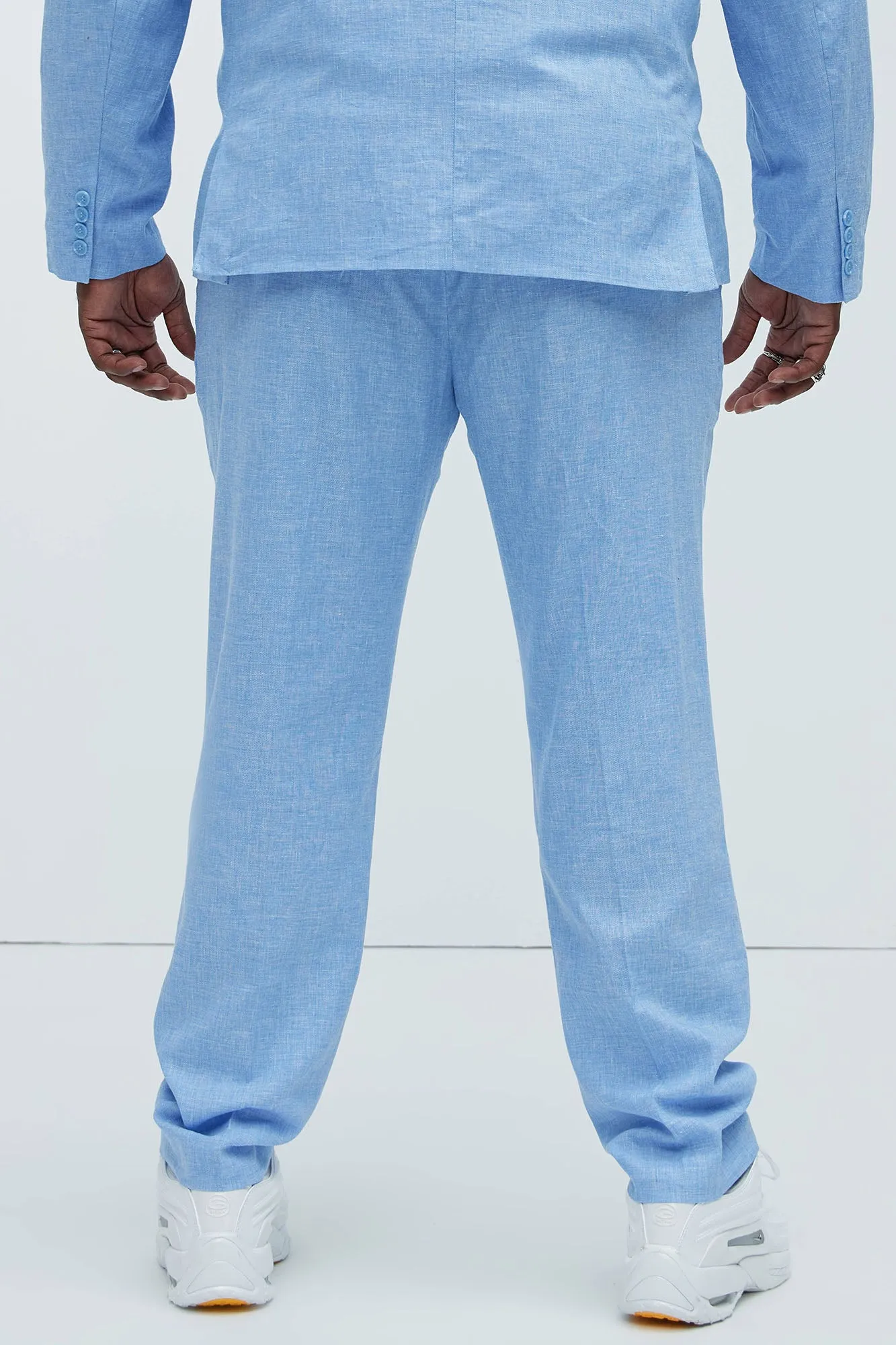 Bahamas Straight Linen Trousers - Ice Blue