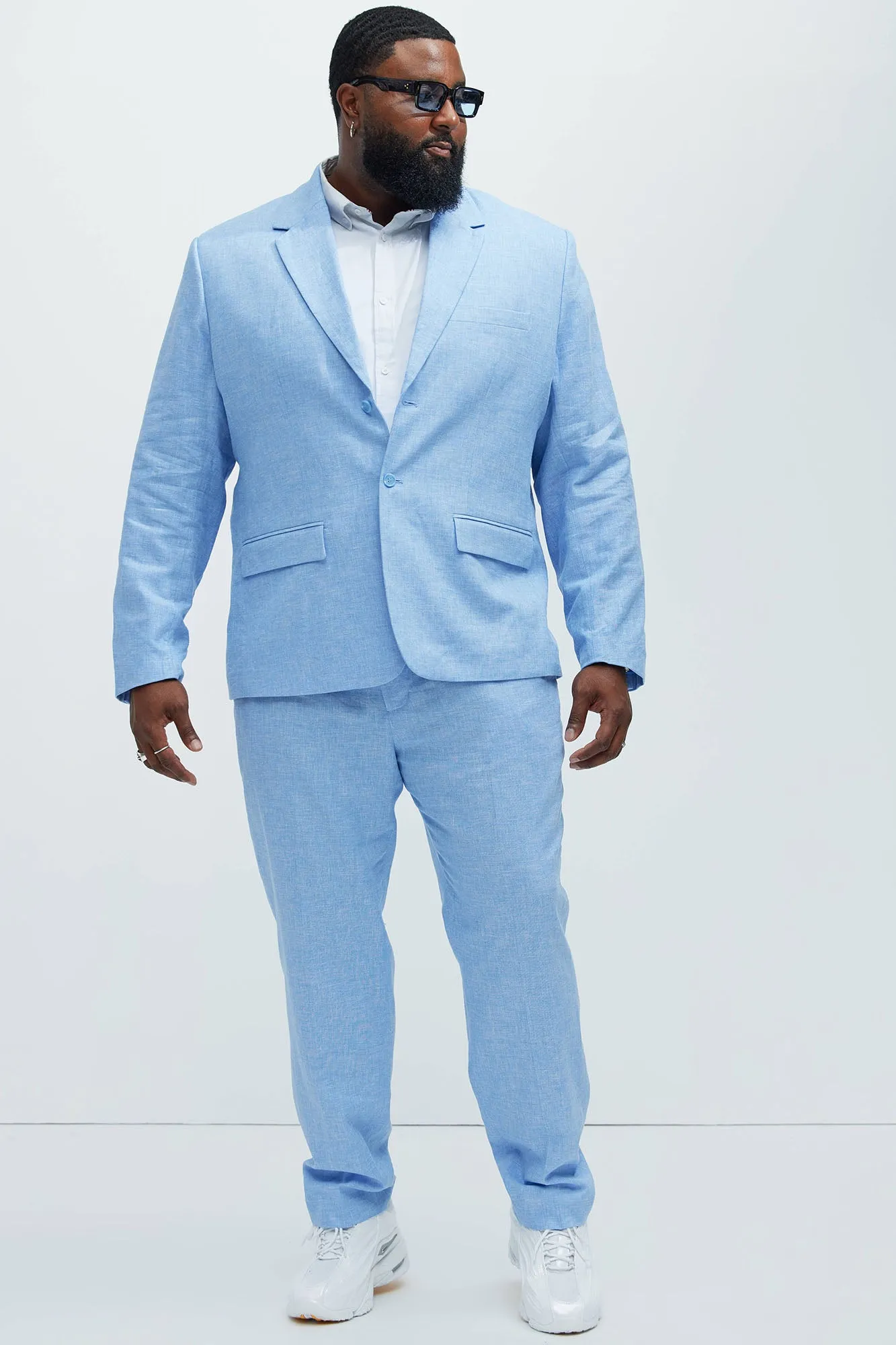 Bahamas Straight Linen Trousers - Ice Blue
