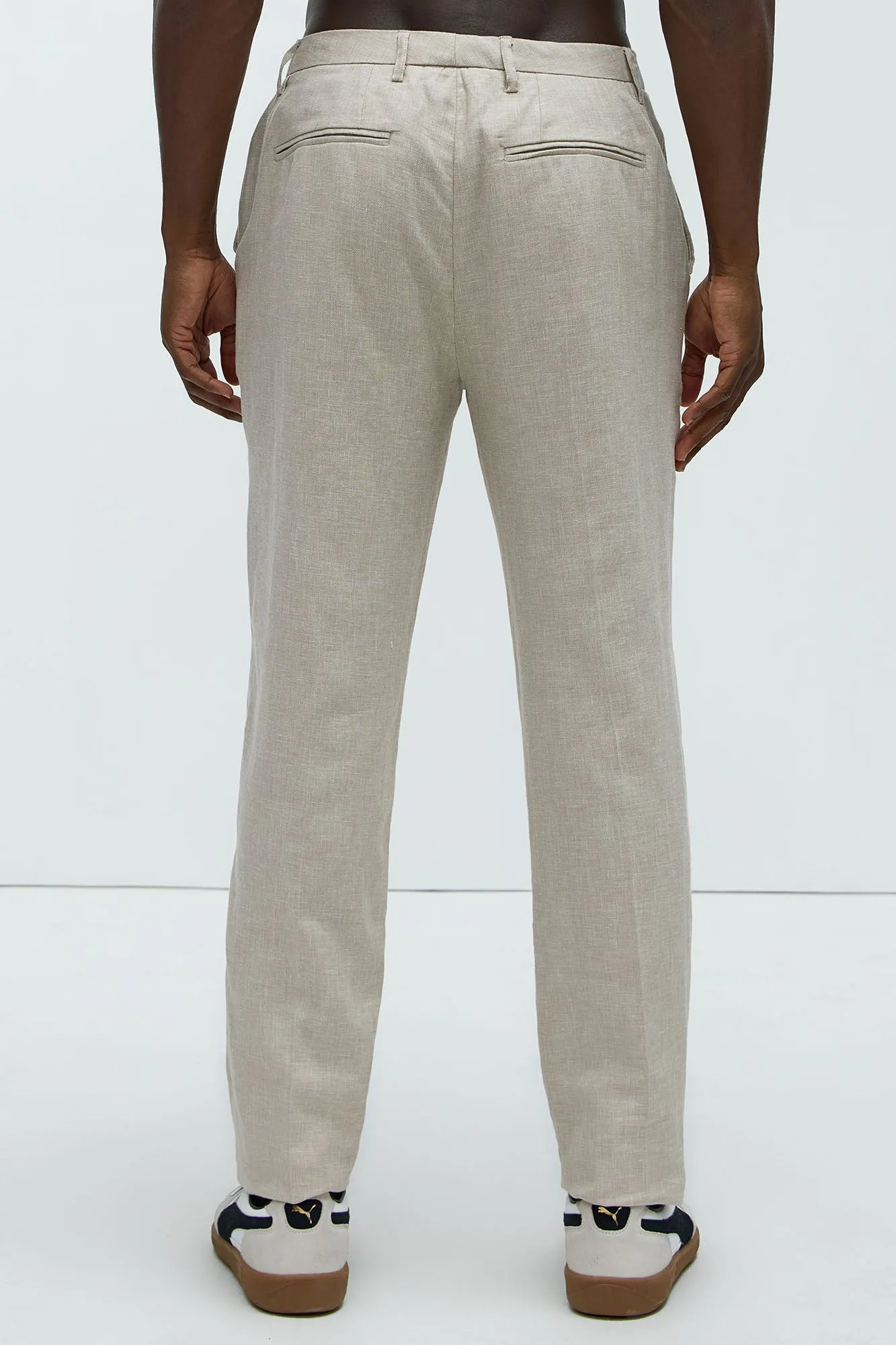 Bahamas Straight Linen Trousers - Stone