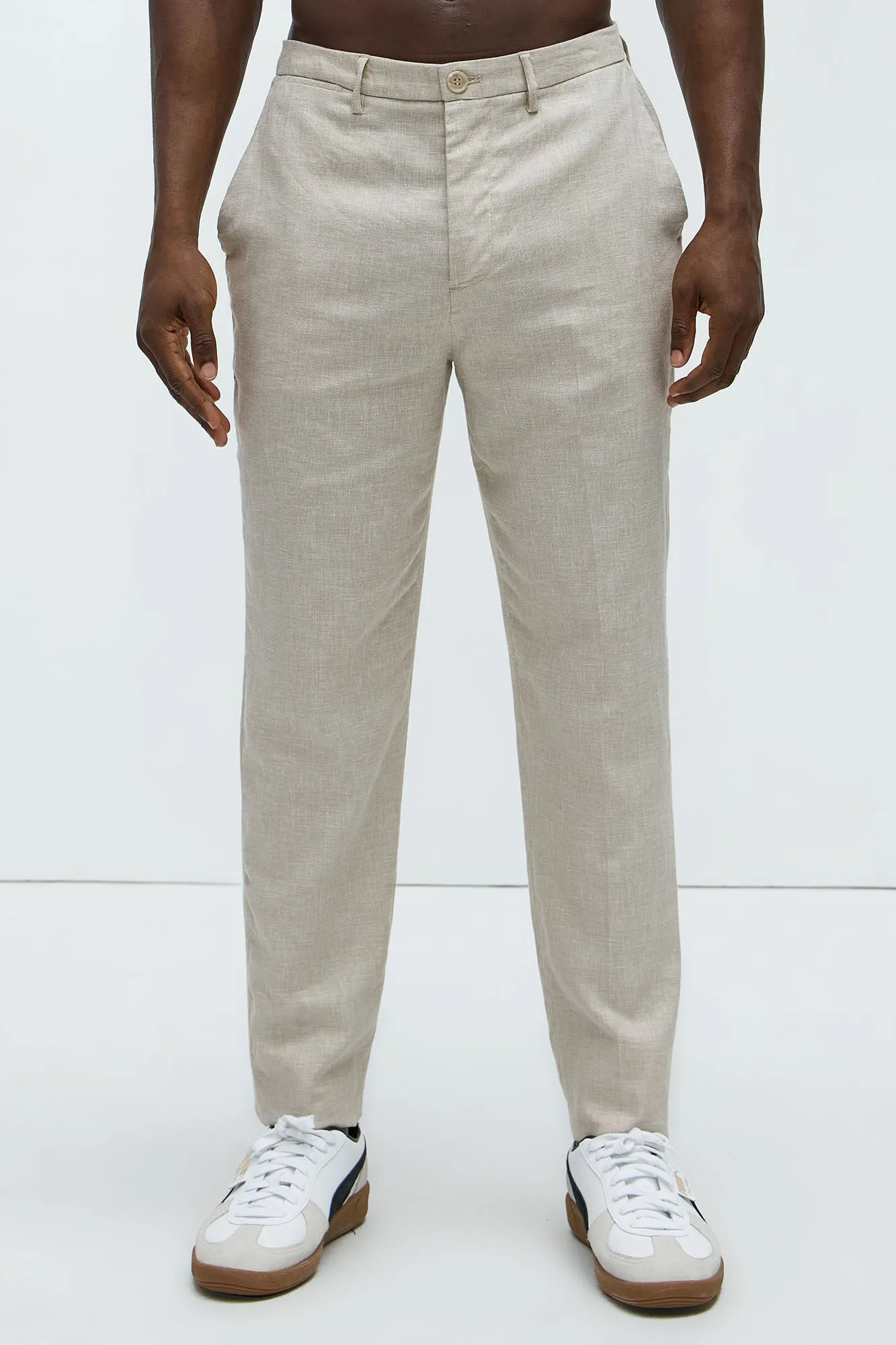 Bahamas Straight Linen Trousers - Stone