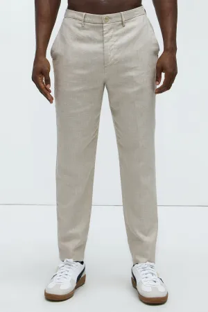 Bahamas Straight Linen Trousers - Stone