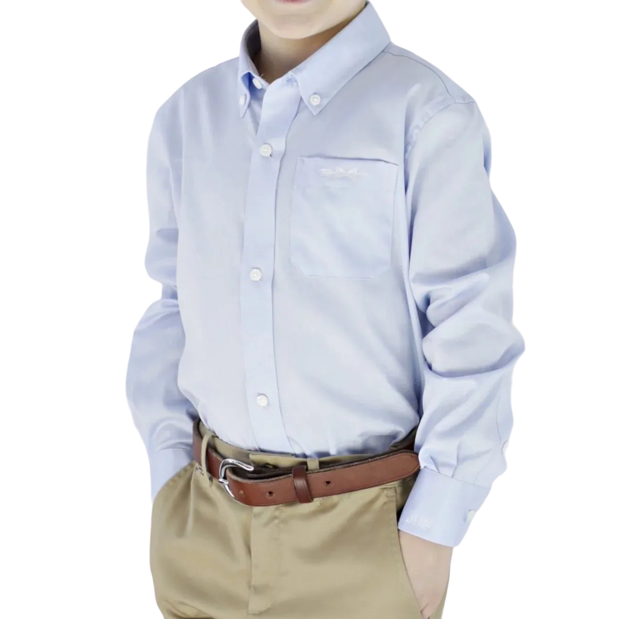 Bowen Arrow Button Down – Bluffton Blue (white logo)