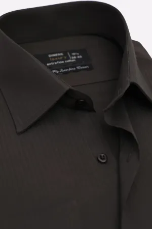 Brown Stripe Textured Formal Shirt