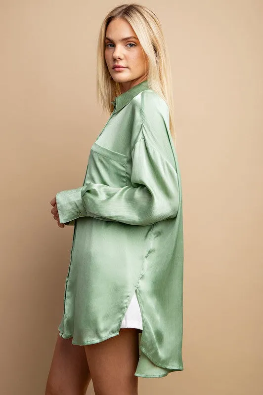 Capri Button Down Shirt - Mint