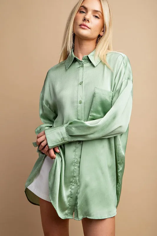 Capri Button Down Shirt - Mint