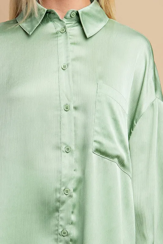 Capri Button Down Shirt - Mint