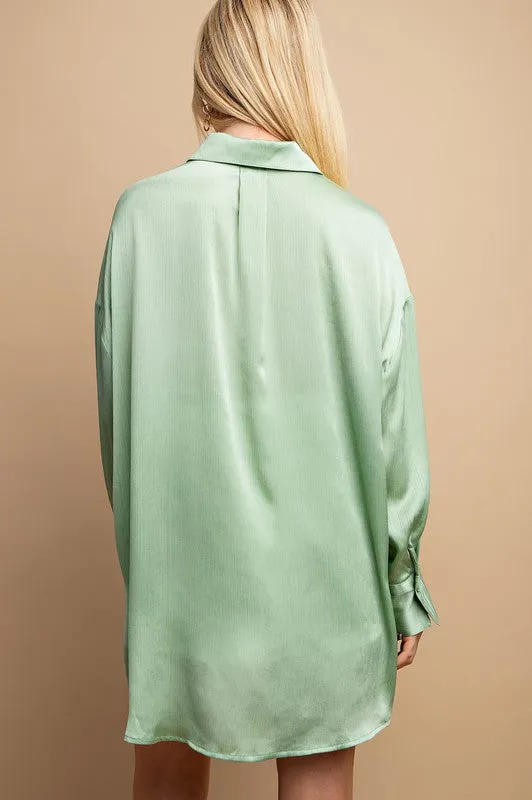 Capri Button Down Shirt - Mint