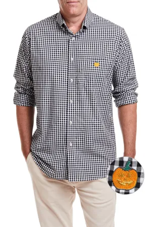 Chase Shirt Wide Gingham Black with Single Jack O'Lantern