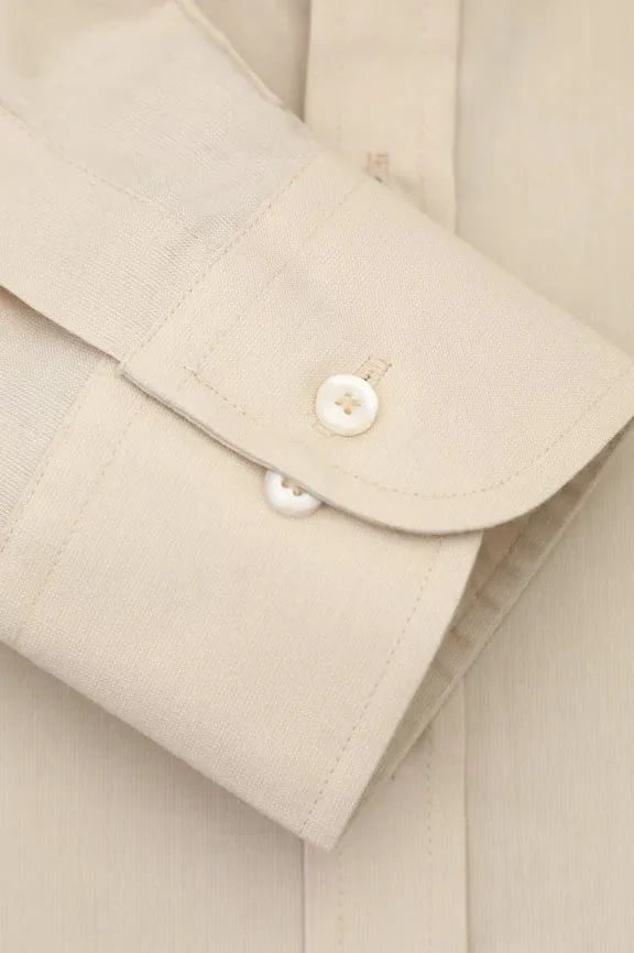 Cream Self Textured Formal Shirt