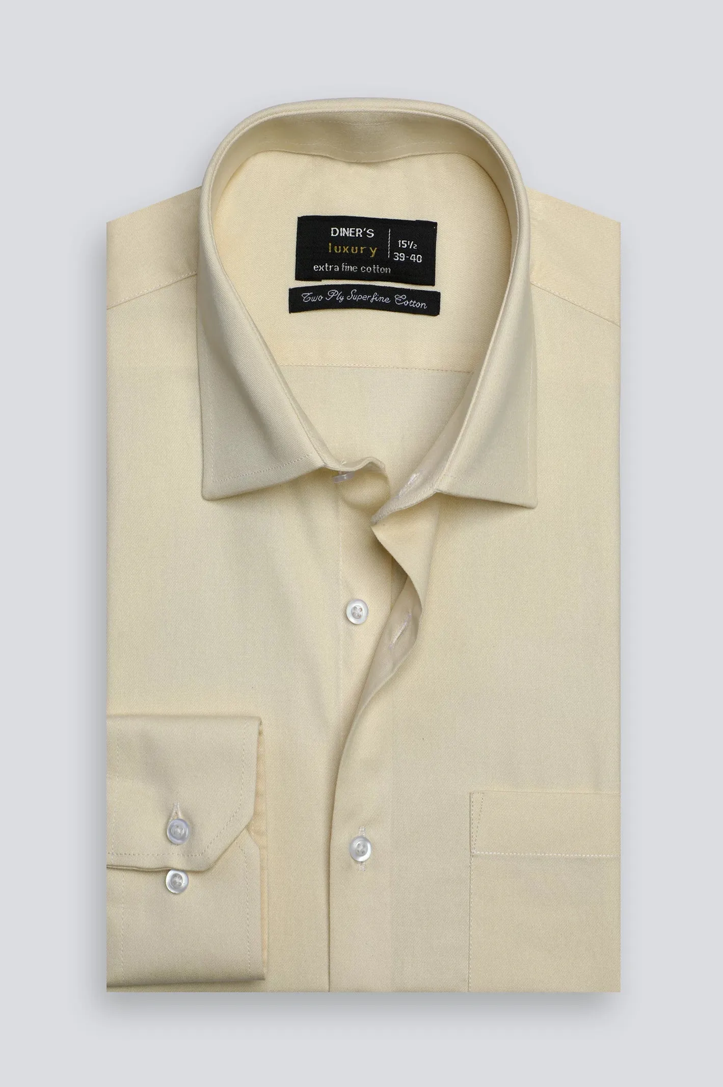 Cream Textured Formal Shirt
