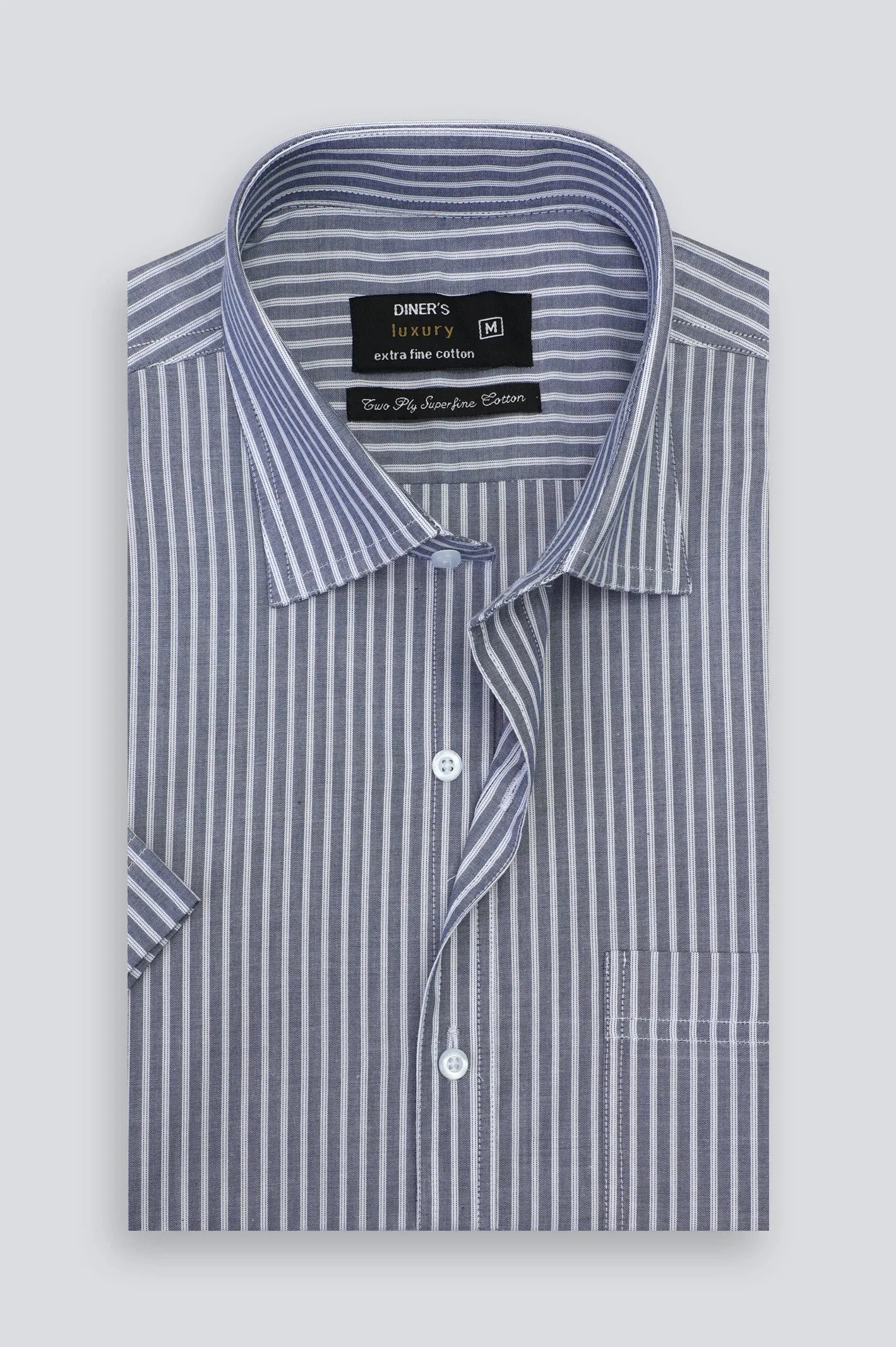 Dark Blue Stripes Formal Shirt (Half Sleeve)