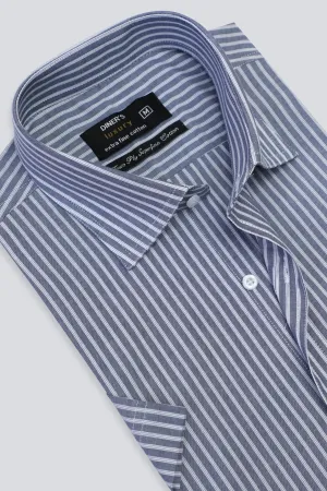 Dark Blue Stripes Formal Shirt (Half Sleeve)