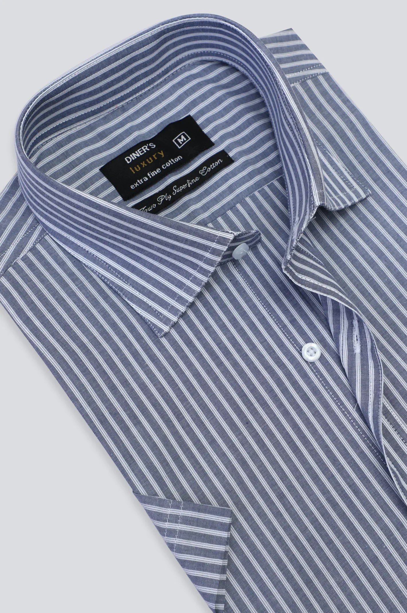Dark Blue Stripes Formal Shirt (Half Sleeve)