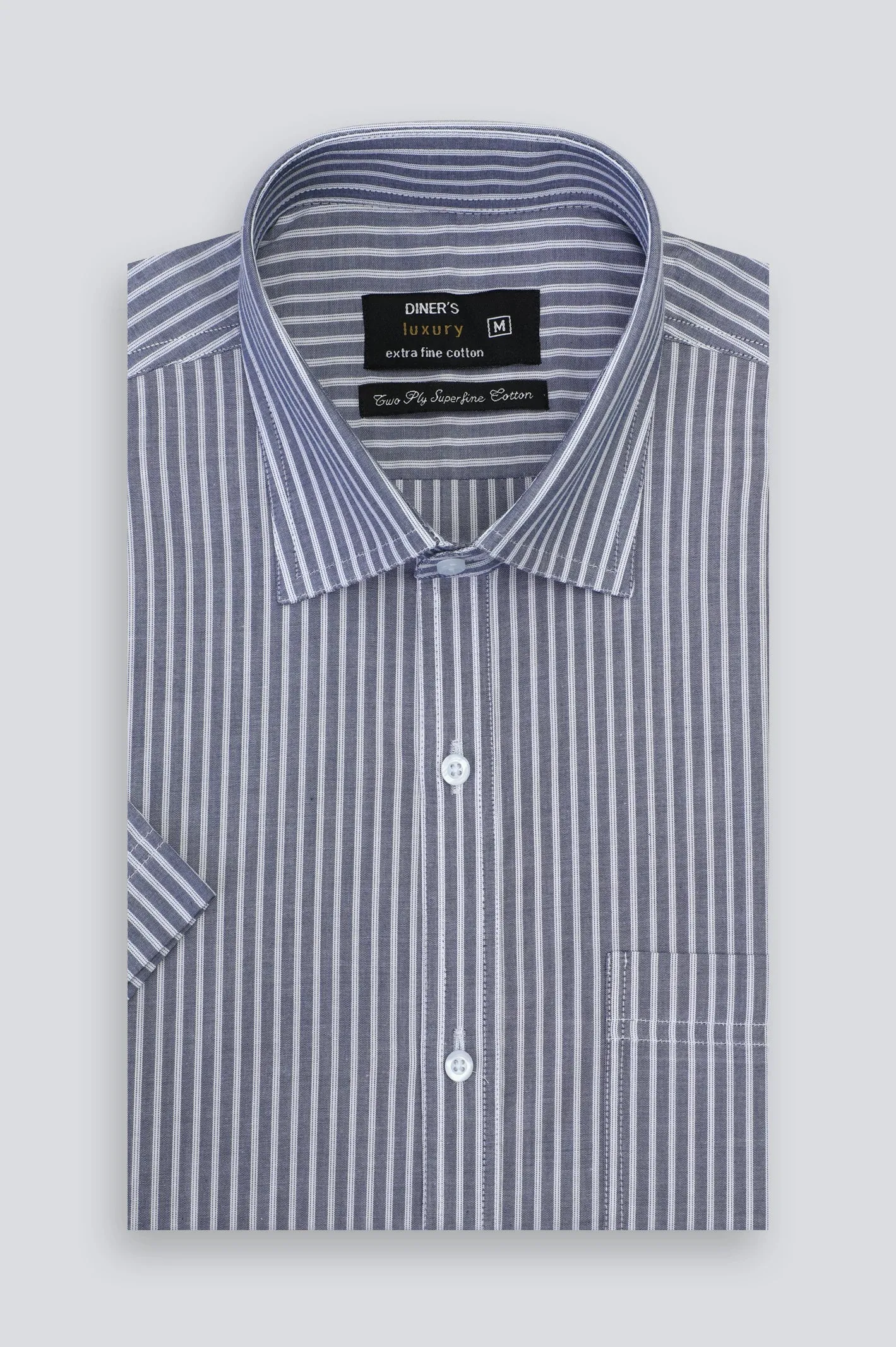 Dark Blue Stripes Formal Shirt (Half Sleeve)