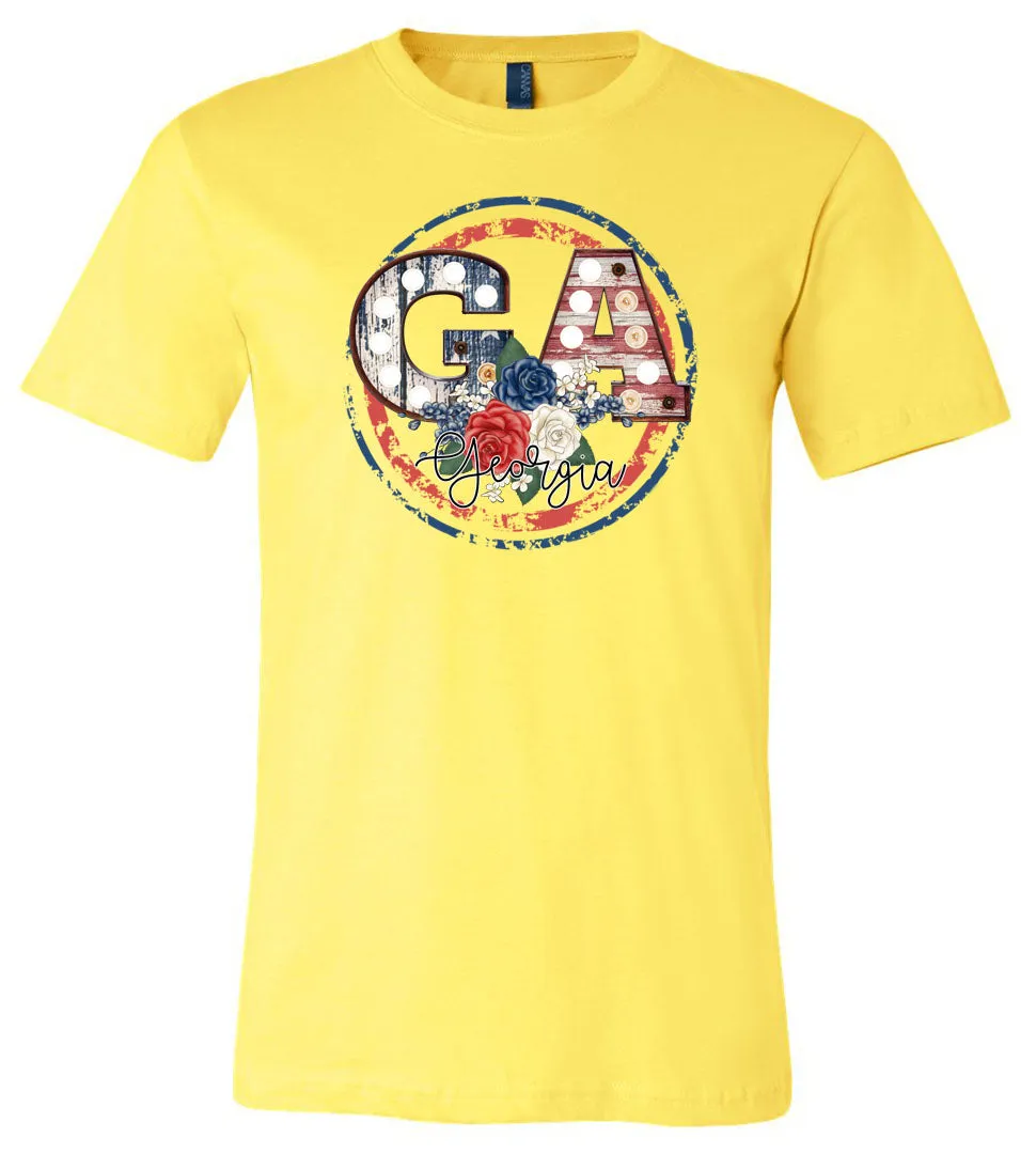 GA Georgia Vintage - Yellow Short Sleeve Tee