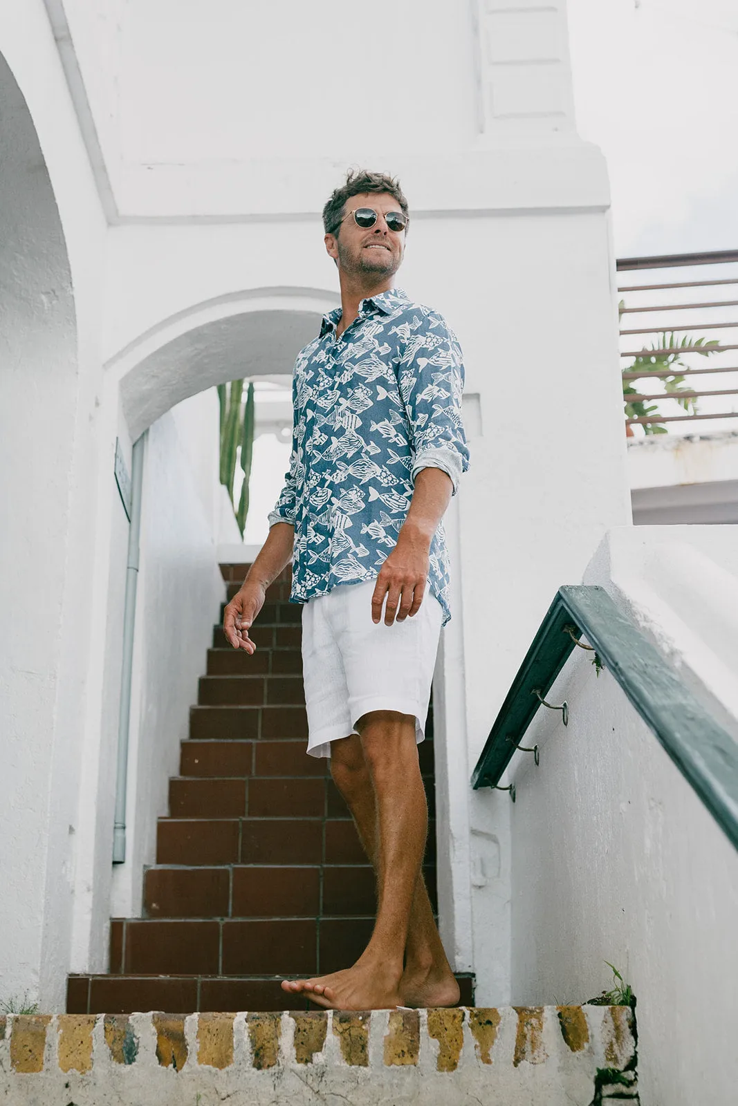 Jeremy Linen Shirt - Skipper Blue Fish