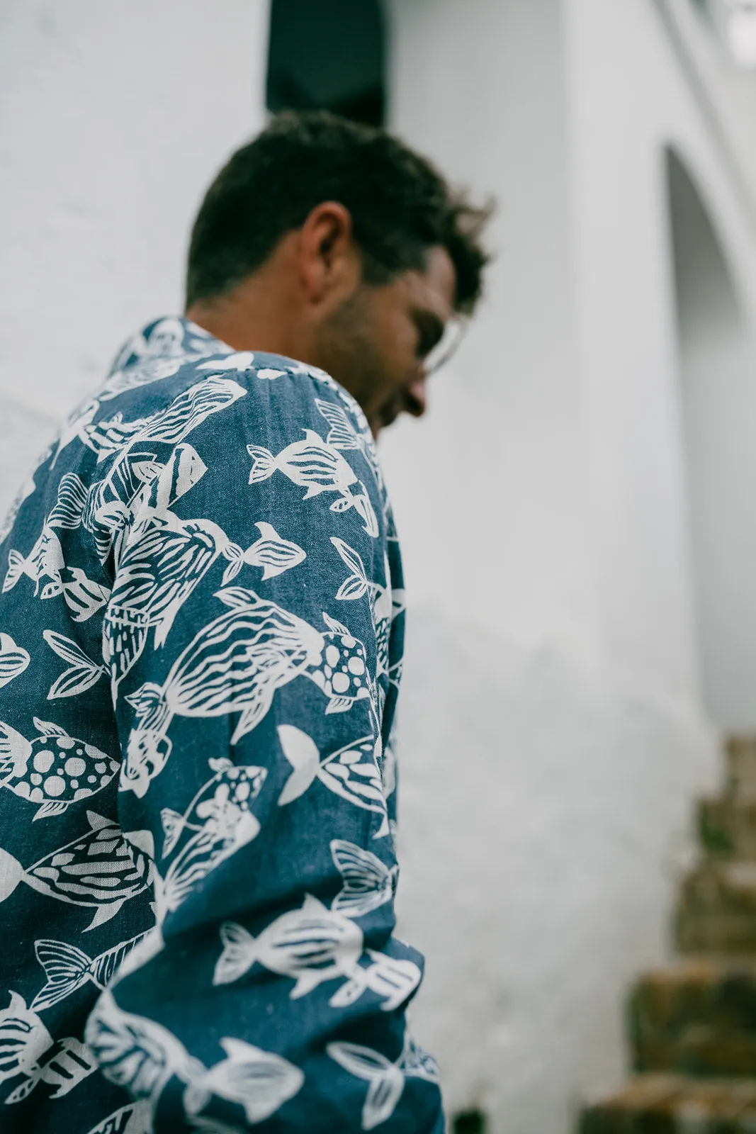 Jeremy Linen Shirt - Skipper Blue Fish