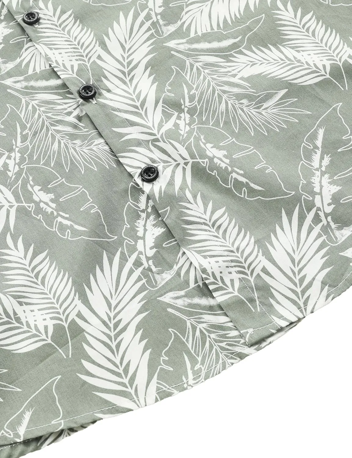 JOGAL Men's Flower Cotton Button Down Short Sleeve Hawaiian Shirt