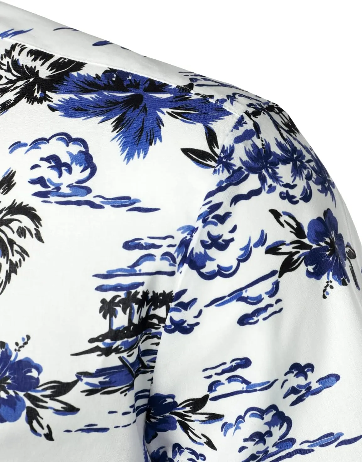 JOGAL Men's Flower Cotton Button Down Short Sleeve Hawaiian Shirt