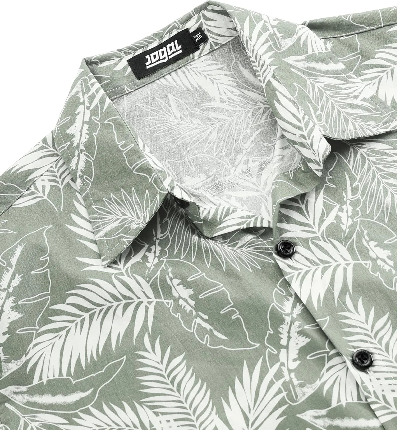 JOGAL Men's Flower Cotton Button Down Short Sleeve Hawaiian Shirt