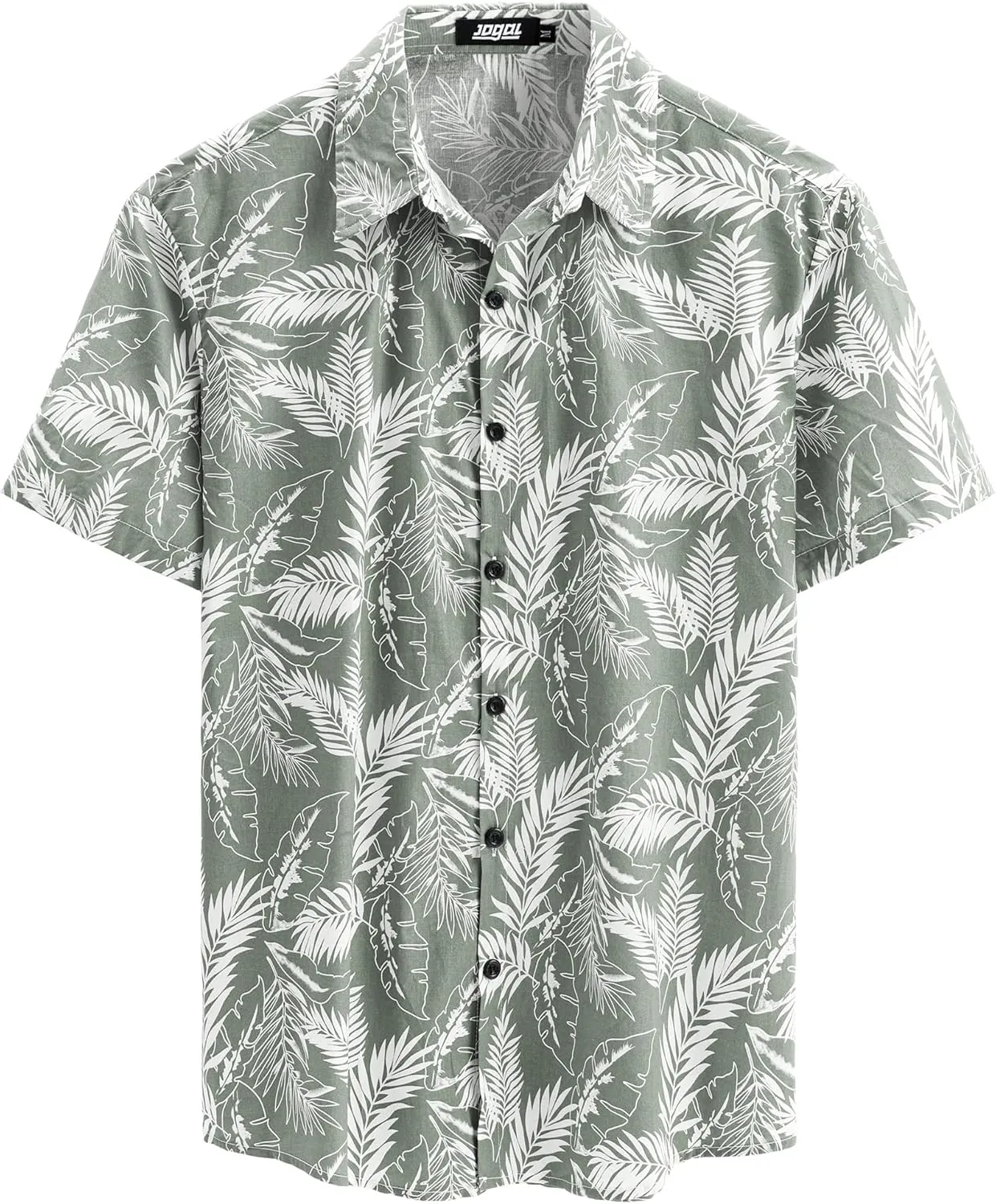 JOGAL Men's Flower Cotton Button Down Short Sleeve Hawaiian Shirt