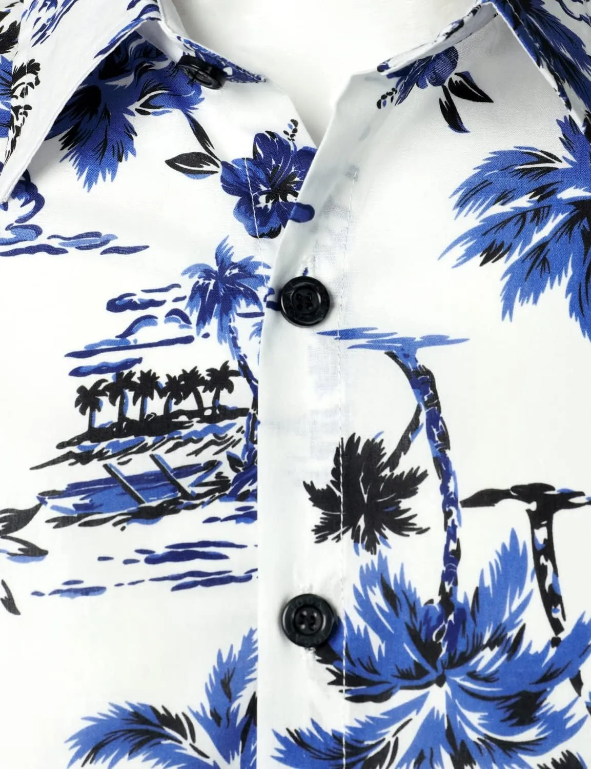 JOGAL Men's Flower Cotton Button Down Short Sleeve Hawaiian Shirt