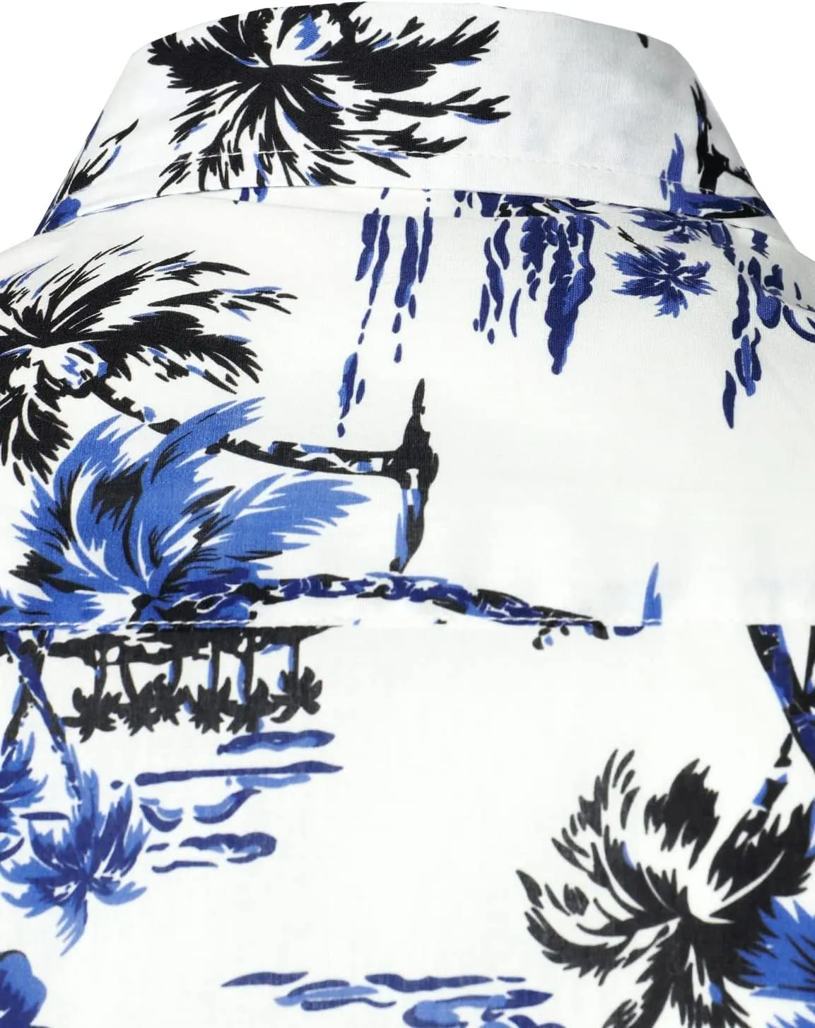 JOGAL Men's Flower Cotton Button Down Short Sleeve Hawaiian Shirt