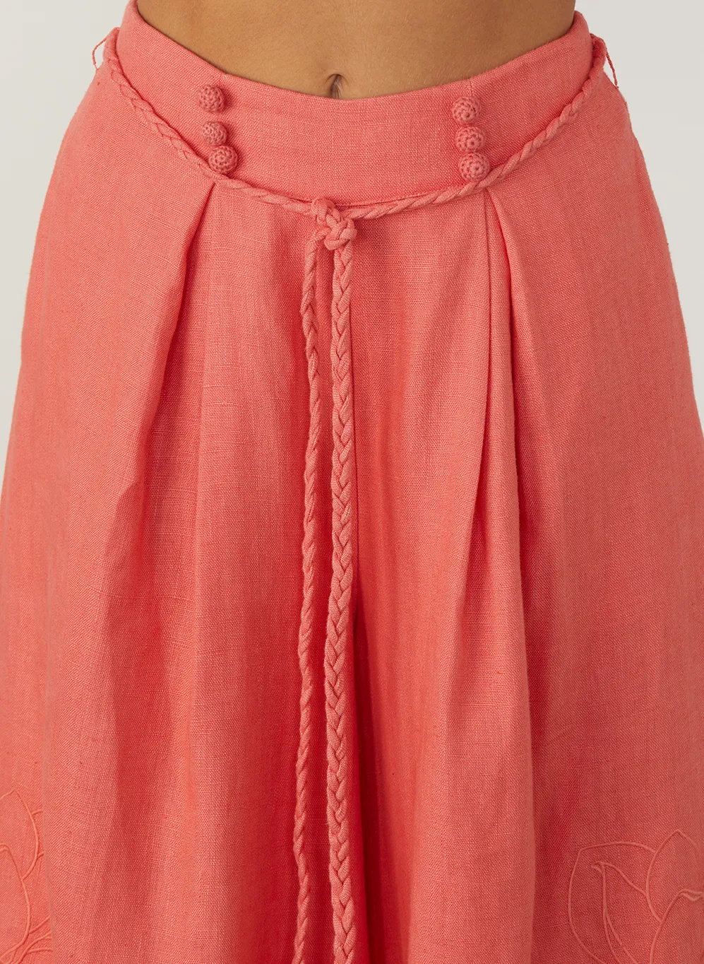 Lola Linen Embroidery Shirt | Hibiscus