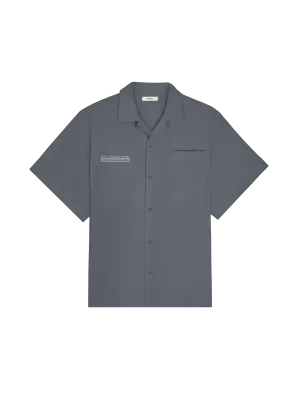 Mens DNA Linen Camp Collar Shirt—atmosphere grey