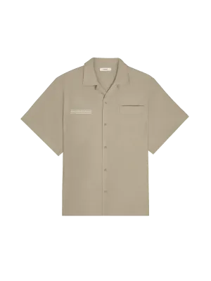 Mens DNA Linen Camp Collar Shirt—cliff beige