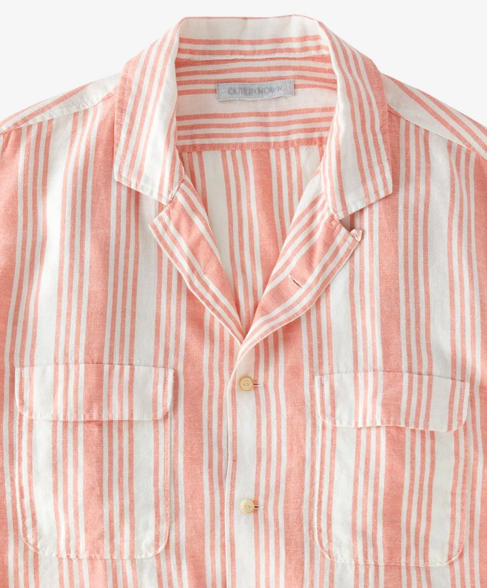 Outerknown - Backyard Shirt - Grapefruit Nuevo Stripe