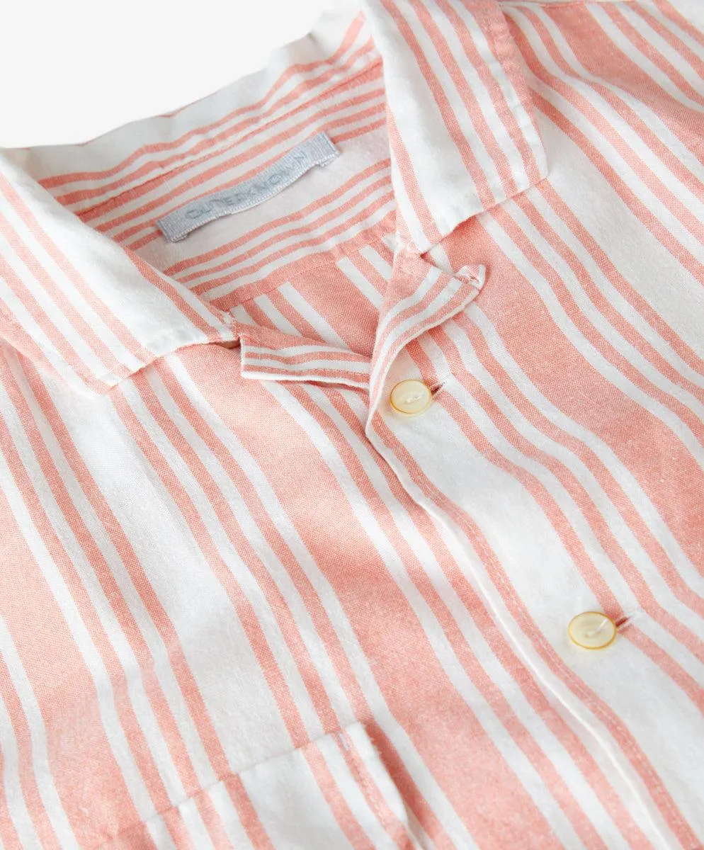 Outerknown - Backyard Shirt - Grapefruit Nuevo Stripe