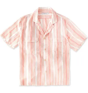 Outerknown - Backyard Shirt - Grapefruit Nuevo Stripe