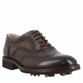 Scarpe da golf da donna colore marrone dettagli brogue artigianali in pelle